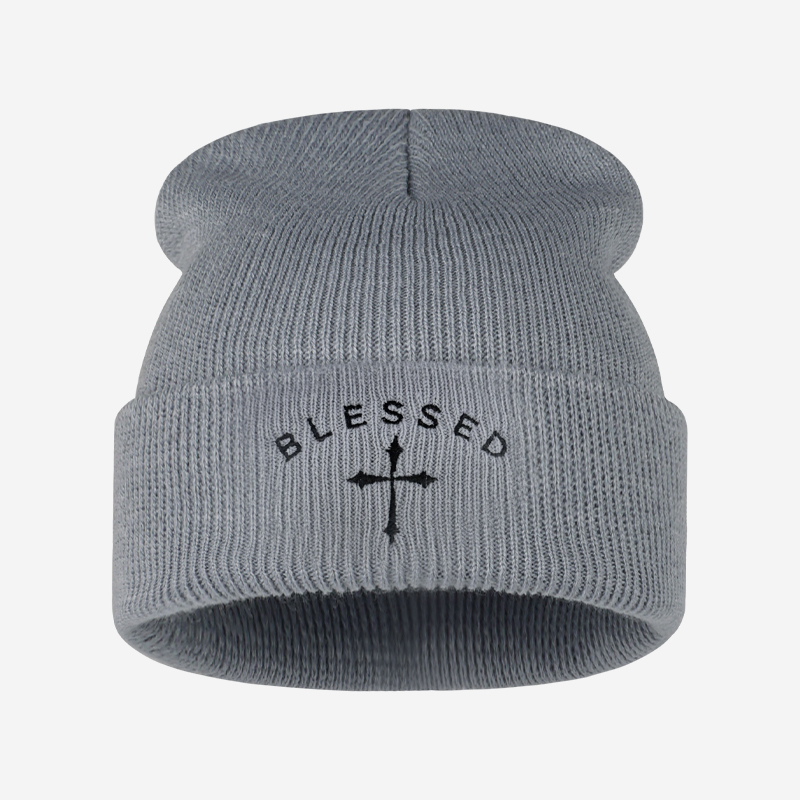 Blessed Cross Embroidered Bean - огляд і ціна Beanie Cuffed Knit