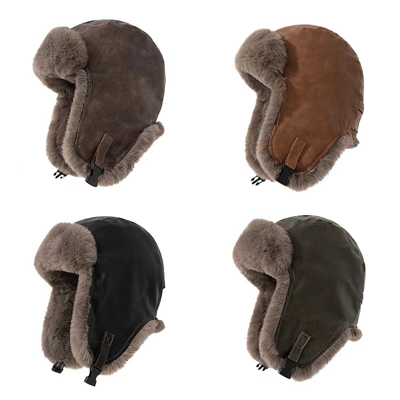 1pcs Men's Winter Retro leathe - огляд і ціна Trapper Hat Ear Flap