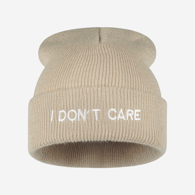 I DON'T CARE Text Knit Cuffed  - огляд і ціна Beanie Cuffed Knit