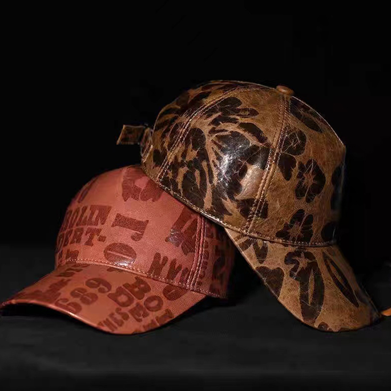 Letters Printed Leather Baseba - огляд і ціна Baseball Cap Structured