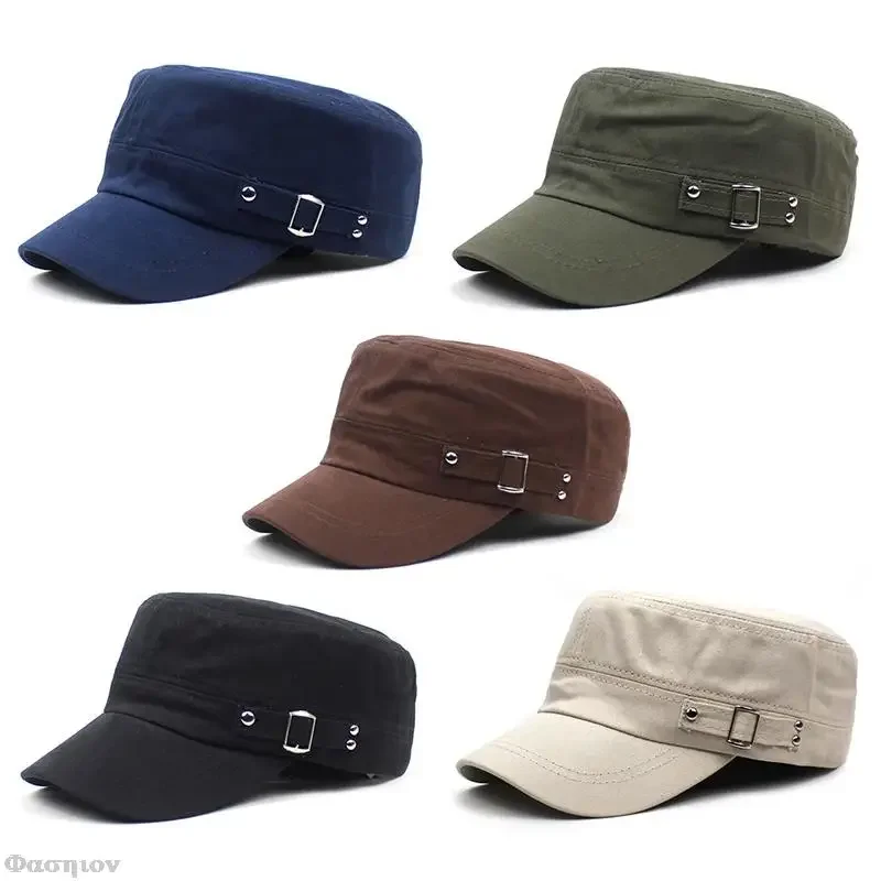 Army Cap Men Women Pure Color  - огляд і ціна Snapback Hat Flat