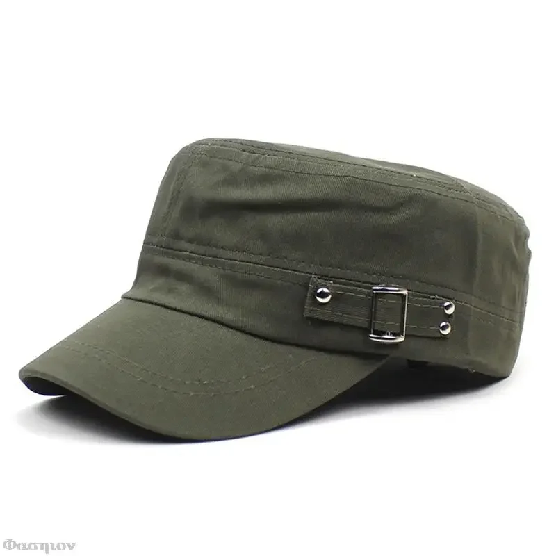 Army Cap Men Women Pure Color  - огляд і ціна Snapback Hat Flat