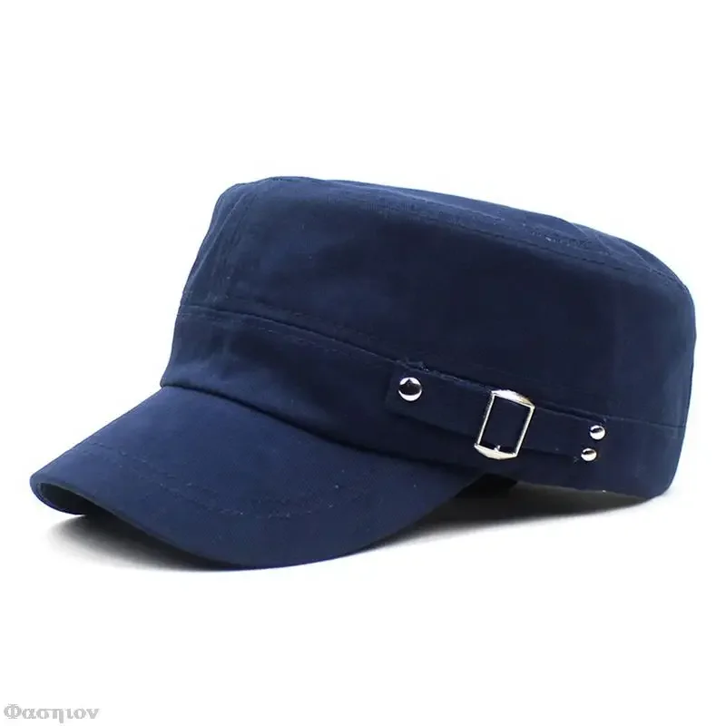 Army Cap Men Women Pure Color  - огляд і ціна Snapback Hat Flat