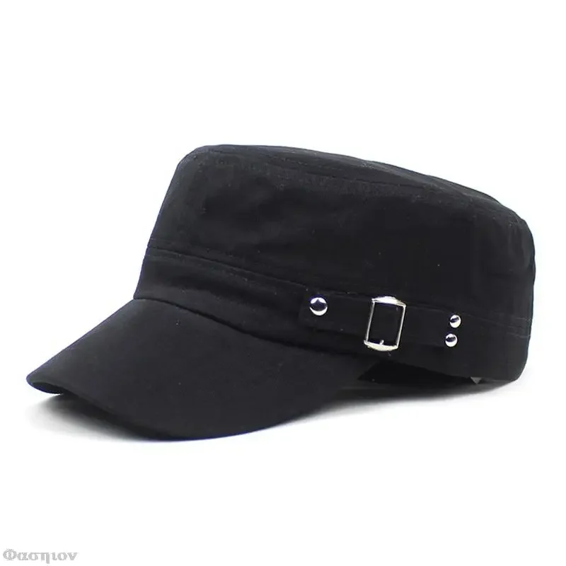Army Cap Men Women Pure Color  - огляд і ціна Snapback Hat Flat